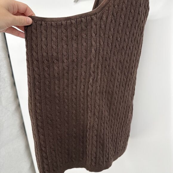 Gap Brown Y2k Halter Cable Knit Tank Top Cotton Size Large - Picture 11 of 11